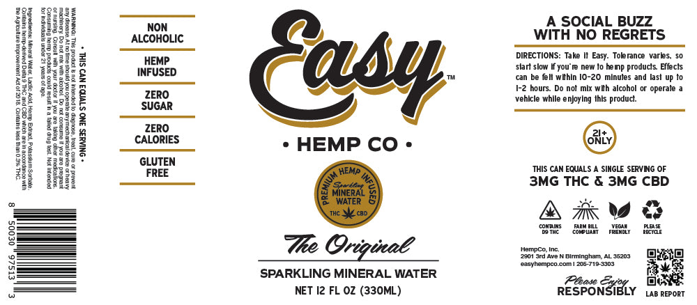 Easy Hemp Co. - "The Original" Mineral Water 8 Pack